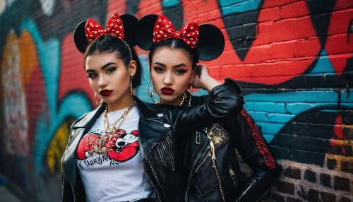 cholas,chicanas,mouseketeers,minnie mouse,rockabilly style,devils,mouseketeer,mickeys,bombshells,temptresses,rockabilly,huaylas,disneyfied,reinas,pin up girls,minnie,bad girls,bedevil,angel and devil,vampyres,Art,Classical Oil Painting,Classical Oil Painting 43