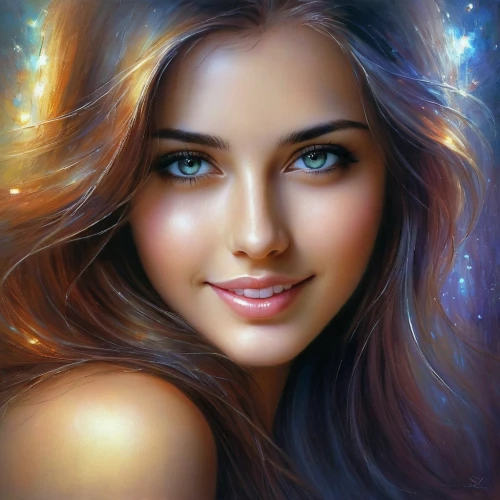 romantic portrait,mystical portrait of a girl,fantasy portrait,fantasy art,world digital painting,beautiful young woman,women's eyes,photo painting,young woman,girl portrait,beautiful woman,art painting,romantic look,beauty face skin,donsky,airbrush,behenna,portrait background,celtic woman,blue eyes,Conceptual Art,Daily,Daily 32
