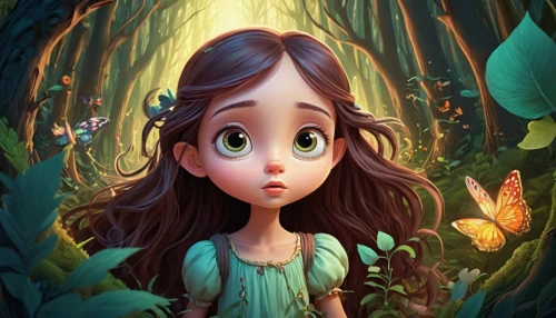 little girl fairy,arrietty,fairie,fairy forest,cute cartoon image,garden fairy,kids illustration,fairy,fairy tale character,fireflies,faerie,rosa ' the fairy,fairy world,girl in the garden,children's background,faery,tinkerbell,thumbelina,girl with tree,storybook character,Illustration,Realistic Fantasy,Realistic Fantasy 37
