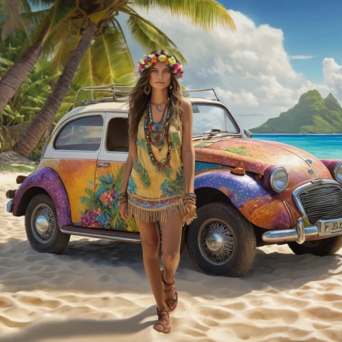 hippie,hippie time,hippy,tropicalia,hippy market,aerocaribbean,boho art style,boho,tahitian,hula,hippie fabric,seychellois,bohemian,exoticism,hawaiiana,hippies,volkswagen beetle,polynesian girl,wahine,afrotropical,Photography,General,Commercial