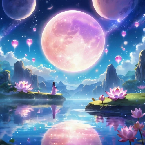 moon and star background,fairy world,fantasy landscape,cartoon video game background,mid-autumn festival,easter background,unicorn background,fairyland,dream world,fairy galaxy,landscape background,dreamscape,beautiful wallpaper,fantasy picture,children's background,lunar landscape,stars and moon,moons,moonlit night,starclan,Illustration,Realistic Fantasy,Realistic Fantasy 01