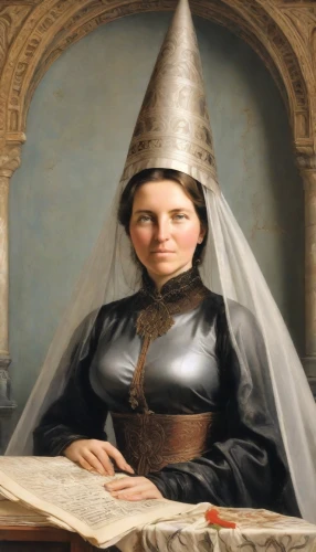 clergywoman,mantilla,the hat of the woman,conical hat,schierstein,ermengarde,postulant,vicar,womenpriests,magistra,nunsense,religieuse,the prophet mary,girl in a historic way,synagogal,schierholtz,tymoshenko,canoness,arocena,prioress,Digital Art,Classicism
