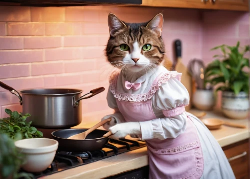 domestic cat,girl in the kitchen,dwarf cookin,vintage cat,tea party cat,caterer,chef,cookery,catroux,domesticate,masterchef,kitchenettes,domesticated,domestic animal,cat european,workingcook,cucina,red tabby,housewife,domesticating,Art,Classical Oil Painting,Classical Oil Painting 20