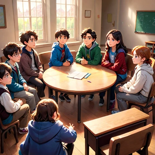 classroom,schoolroom,class room,schoolchildren,children studying,school children,tutoring,group discussion,clubroom,schoolbreak,classroom training,round table,schoolkids,schoolers,seigaku,classrooms,a meeting,group work,schoolrooms,roundtable,Anime,Anime,Cartoon