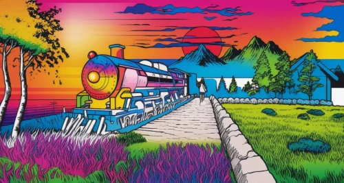 sky train,colorforms,ecotopia,houses clipart,houseboats,summerland,futuroscope,beach huts,butka,colorama,cartoon video game background,tidland,colorful city,alligator alley,purple landscape,imaginationland,superadobe,cabins,colorful doodle,airstreams,Illustration,Japanese style,Japanese Style 04