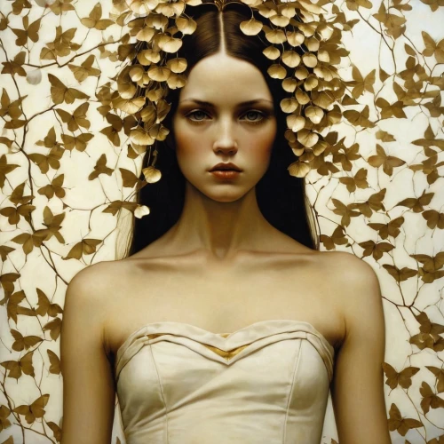 jingna,diwata,dryad,star magnolia,promethea,faerie,viveros,amidala,biophilia,vanessa cardui,aronofsky,flower fairy,faery,fairy queen,girl in a wreath,pollina,dryads,rodarte,magnolia,laurel wreath,Illustration,Realistic Fantasy,Realistic Fantasy 09