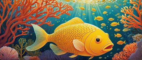 underwater background,yellow fish,coral fish,underwater fish,anemone fish,foxface fish,aquarium,fish in water,coral reef,butterflyfish,marine fish,aquarium inhabitants,school of fish,aquarium fish,coral guardian,lemon butterflyfish,damselfish,sea animal,forest fish,underwater landscape,Illustration,Japanese style,Japanese Style 15