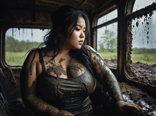 tattoo girl,asian woman,abandoned bus,bani,chicana,vietnamese woman,polynesian girl,with tattoo,sukarnoputri,ashlee,quynh,quyen,soekarnoputri,anggun,abandoned rusted locomotive,tats,samoan,huyen,rachmawati,rosita