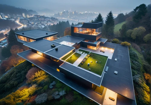 modern architecture,house in the mountains,swiss house,futuristic architecture,roof landscape,house in mountains,modern house,dreamhouse,architektur,cubic house,cube house,lohaus,luxury property,beautiful home,arhitecture,scher,eisenman,beautiful buildings,archidaily,luxury home,Photography,General,Sci-Fi