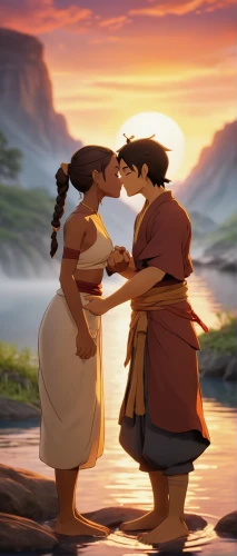 hosoda,aladha,romantic scene,konietzko,aladin,shinran,aladdin,dadan,agrabah,atla,elrick,earthsea,mamozai,naxi,auriongold,cute cartoon image,fanaa,pocahontas,borra,loving couple sunrise,Conceptual Art,Fantasy,Fantasy 31