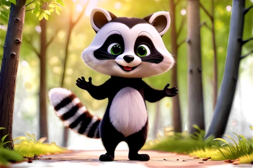 madagascan,madagascar,bamboo,cartoon animal,little panda,raccoon,racoon,pancham,beibei,pandita,cartoon forest,cute cartoon character,skunky,madagascans,pandera,pandolfo,pando,pandi,pandeli,baby panda,Unique,3D,3D Character