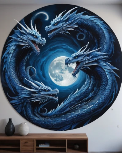 spiral art,yinyang,the great wave off kanagawa,samudra,marble painting,wall decoration,moondragon,yin yang,painted dragon,time spiral,wall decor,kongfu,wall art,fractals art,japanese waves,glass painting,dragon design,pangu,spinart,spiral background,Art,Classical Oil Painting,Classical Oil Painting 12