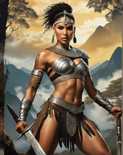 female warrior,warrior woman,kitana,amazona,themyscira,neferneferuaten,akasha,korana,hippolyta,taraji,neith,xena,niobe,ashoka,kshetra,kamaliyah,nzinga,isabela,samarai,orishas,Art,Artistic Painting,Artistic Painting 43