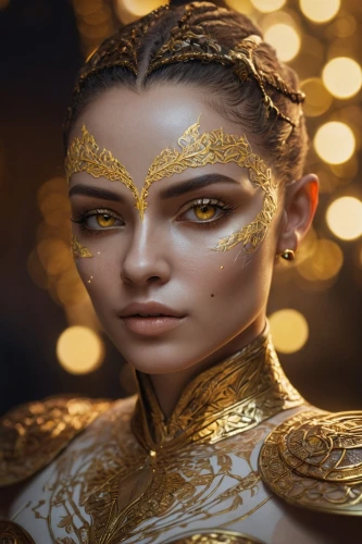 amidala,fantasy portrait,gold glitter,gold foil mermaid,gilded,glitzier,gold leaf,foil and gold,golden crown,padme,golden mask,gold paint stroke,gold mask,gold jewelry,bejeweled,amuria,ancient egyptian girl,bokeh effect,surana,glitterati,Photography,General,Cinematic