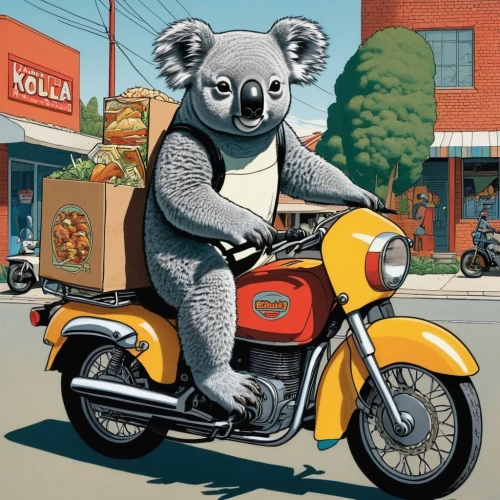 koala,koalas,kuma,motorbike,koala bear,panniers,vespa,kymco,simson,wallabi,millencolin,koggala,motorcycle,kreidler,mignoni,cute koala,motorcyle,piaggio,scooter riding,moped,Illustration,American Style,American Style 15