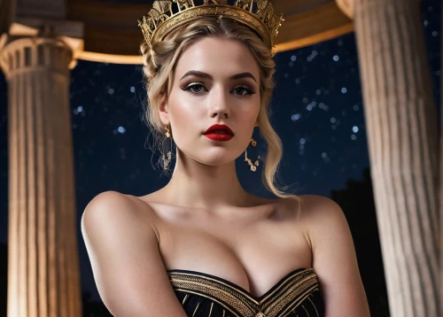 miss circassian,queen of the night,knightley,sigyn,noblewoman,emperatriz,wonderwoman,fairest,hippolyta,art deco woman,queen of hearts,queenship,etheria,athena,miss universe,hermias,gold foil crown,frigga,lady of the night,sulpicia,Illustration,Vector,Vector 04