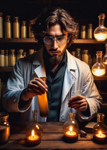 chemist,scientist,apothecary,candlemaker,perfumer,biochemist,investigadores,otacon,biologist,pharmacologist,pharmacopeia,chemists,researcher,chemical laboratory,theoretician physician,pharmacologists,laboratory,reagents,potions,neuroscientist,Illustration,Japanese style,Japanese Style 15