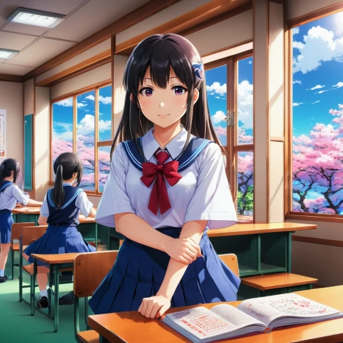 classroom,sakura background,japanese sakura background,class room,classroom training,schoolbreak,azusa nakano k-on,study room,tsukiko,sakura blossoms,girl studying,megumi,schooldays,toshiyori,afterschool,suzumiya,the cherry blossoms,shitamachi,shigure,takanashi,Illustration,Japanese style,Japanese Style 03