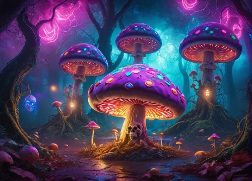 mushroom landscape,fairy forest,mushroom island,fairy village,toadstools,fairy world,forest mushrooms,shrooms,mushrooms,fairy galaxy,forest mushroom,fairytale forest,mycena,enchanted forest,organica,club mushroom,tree mushroom,mushroom type,psilocybin,nidularium,Illustration,Realistic Fantasy,Realistic Fantasy 38