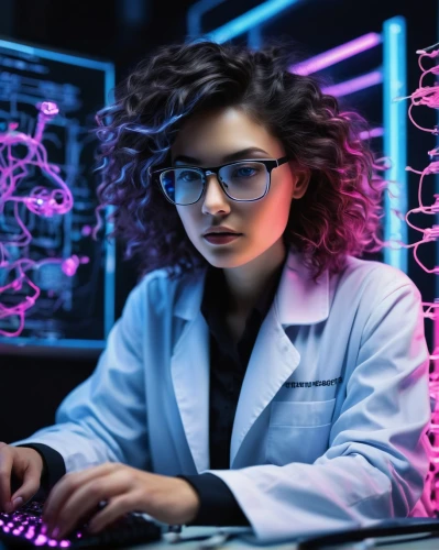 girl at the computer,neurobiologist,technologist,neurobiologists,bioengineer,computerologist,microbiologist,electrophysiologist,biologist,neuroscientist,neurologist,researcher,neon human resources,biophysicist,computer science,neurotechnology,women in technology,cyber glasses,computer tomography,computer freak,Conceptual Art,Daily,Daily 34