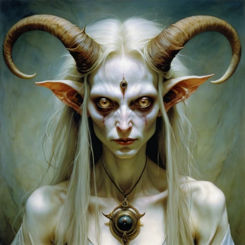 demoness,faun,dark elf,satyr,goatflower,vladislaus,astaroth,belphegor,baphomet,hekate,jarboe,asmodeus,horoscope taurus,demonology,horn of amaltheia,horned,drusilla,alecto,malefic,demoniac,Illustration,Realistic Fantasy,Realistic Fantasy 14