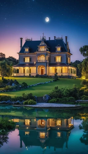 dreamhouse,house silhouette,house by the water,mansion,beautiful home,country estate,luxury property,palladianism,fairytale castle,gold castle,new england style house,fairy tale castle,country house,house with lake,luxury home,victorian,nzealand,chateau,miramare,large home,Photography,General,Realistic