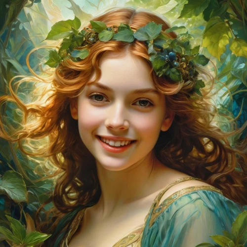 margairaz,emile vernon,margaery,faerie,fantasy portrait,faery,girl in a wreath,fairie,diwata,fae,romantic portrait,dryad,titania,fairy queen,galadriel,mystical portrait of a girl,girl in the garden,fantasy art,seelie,girl in flowers,Conceptual Art,Fantasy,Fantasy 05