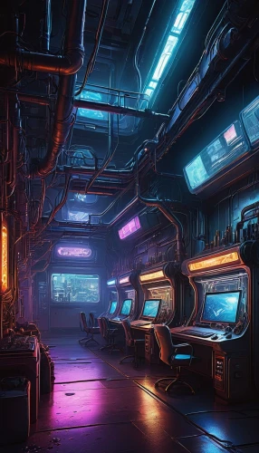 ufo interior,spaceship interior,retro diner,nightclub,cyberpunk,arktika,spaceland,cyberia,scifi,sulaco,cybertown,computer room,neon coffee,cyberscene,polara,cyberport,environments,arcades,sector,sci - fi,Illustration,Realistic Fantasy,Realistic Fantasy 22