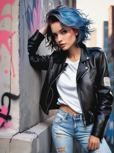 halsey,rexha,denim background,blue hair,wallis day,denim,jeans background,leather jacket,bea,blue motorcycle,evie,jean jacket,domino,spearritt,bluejeans,punkish,karou,bluejay,hamulack,maeve,Art,Artistic Painting,Artistic Painting 24