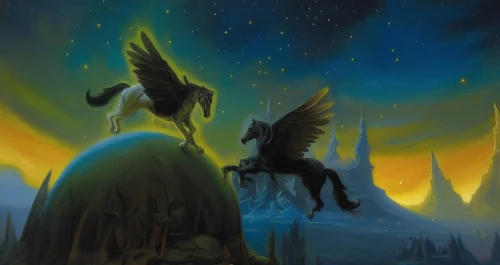 pegasi,pegasys,changelings,pegaso,fantasy picture,ghadeer,pegasus,unicorn background,starclan,buraq,clariden,simorgh,fantasy art,nephilim,darkhorse,black horse,nighthorse,skyclan,epona,mythologie,Illustration,Realistic Fantasy,Realistic Fantasy 03