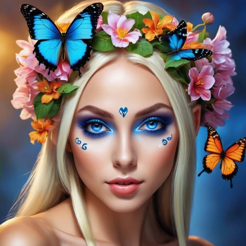 faerie,ulysses butterfly,faery,morphos,flower fairy,fairie,blue butterfly background,fantasy art,blue butterflies,fairy queen,butterfly background,fantasy portrait,butterfly floral,blue butterfly,morpho butterfly,morpho,elven flower,fairy,fantasy picture,blue passion flower butterflies,Photography,General,Realistic