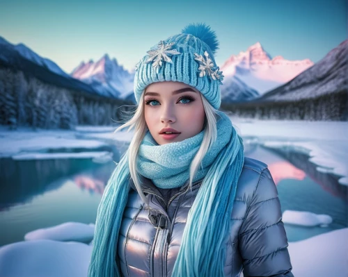 mongolian girl,ice princess,winter background,inner mongolian beauty,ice queen,yakutia,winterblueher,arctic,the snow queen,winter hat,suit of the snow maiden,kazakh,kyrgystan,subzero,siberian,artic,kyrgyz,frozen,glacial,yakut,Conceptual Art,Fantasy,Fantasy 11