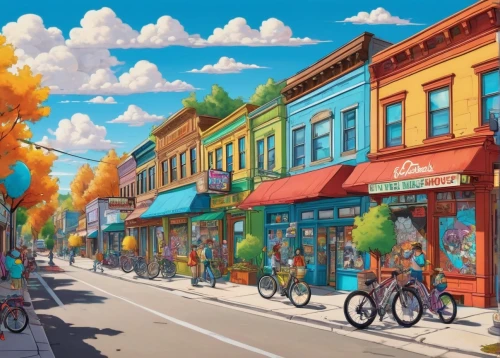 colorful city,cloudstreet,cartoon video game background,palo alto,background vector,bike land,shopping street,watercolor shops,bike city,kerrisdale,passyunk,carfree,colored pencil background,colorful balloons,background design,ditmas,world digital painting,jackson hole store fronts,giaimo,background colorful,Conceptual Art,Graffiti Art,Graffiti Art 09