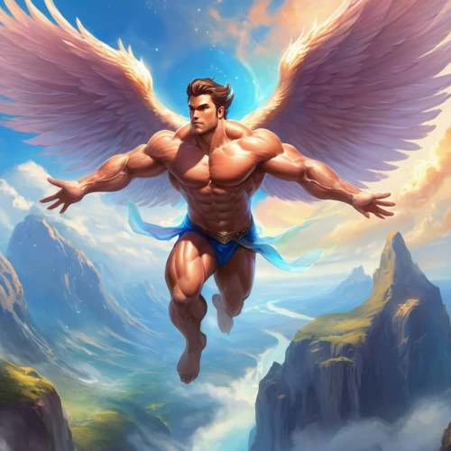 garen,the archangel,shiron,archangel,icarus,business angel,hawkman,angelman,jayce,clitophon,herakles,griffin,angel wing,cherubim,greek god,gyrich,soaring,raziel,soar,world digital painting,Illustration,Realistic Fantasy,Realistic Fantasy 01