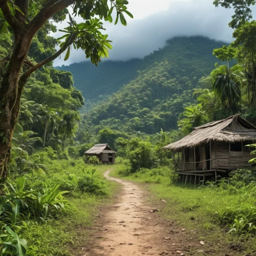 tambopata,kokoda,masakayan,huaorani,vietnam,bulusan,kayan,makira,apayao,knla,longhouses,korowai,traditional village,longhouse,arakan,kampung,laos,palaung,nukulau,kalaw,Photography,General,Realistic