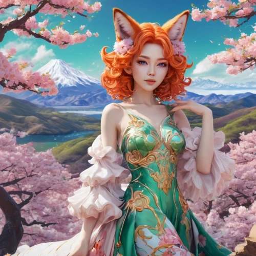 kitsune,japanese sakura background,spring background,springtime background,amaterasu,fantasy picture,fantasy portrait,ostara,sakura background,garden-fox tail,fox,komachi,sakura blossom,okami,fantasy art,spring blossom,hanami,cute fox,the cherry blossoms,spring blossoms,Photography,Fashion Photography,Fashion Photography 02