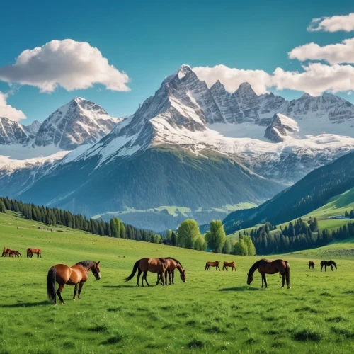landscape mountains alps,mountain pasture,bernese alps,alpine pastures,high alps,mountainous landscape,bernese highlands,beautiful horses,bernese oberland,the alps,horse herd,altai,mountain cows,swiss alps,alpine landscape,mountain landscape,beautiful landscape,mountain scene,landscape background,alps,Photography,General,Realistic
