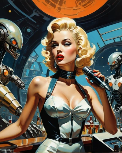 atomic age,emshwiller,fembots,radebaugh,cylons,sci fi,cybernetics,futureworld,cybernetically,science fiction,scifi,cybernetic,sci fiction illustration,fembot,automatons,humanoids,sci - fi,technosphere,bombshells,cyberangels,Conceptual Art,Daily,Daily 08