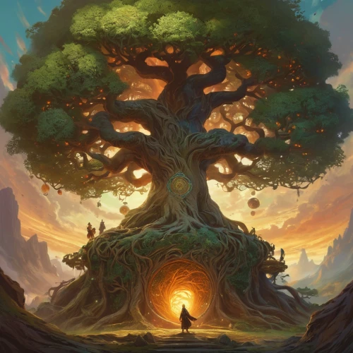 tree of life,magic tree,celtic tree,yggdrasil,flourishing tree,druidism,oak tree,bodhi tree,dragon tree,temur,colorful tree of life,druidic,tree and roots,a tree,the roots of trees,the branches of the tree,fantasy picture,arbol,old tree,fatherree,Conceptual Art,Fantasy,Fantasy 18