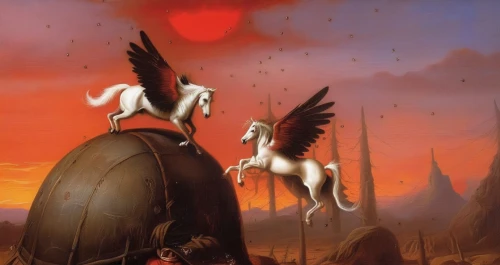 barlowe,mcquarrie,buraq,fantasy picture,psygnosis,pegasys,savickas,conclave,garridos,ghadeer,man and horses,horseman,huyghe,surrealism,pegaso,cavaliere,sekhmet,kadath,silmarillion,pegasus,Illustration,Realistic Fantasy,Realistic Fantasy 10