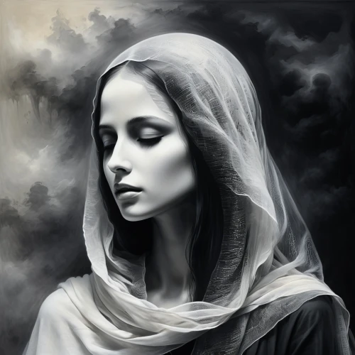 rone,mystical portrait of a girl,gothic portrait,prioress,the prophet mary,llorona,canoness,mournful,dolorosa,magdalene,elenore,siggeir,isoline,praying woman,seven sorrows,mama mary,priestess,lamentation,asenath,penitent,Illustration,Realistic Fantasy,Realistic Fantasy 17