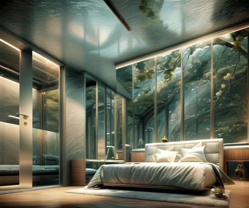 sleeping room,glass wall,inverted cottage,interior modern design,ufo interior,luxury hotel,waterbed,luxury bathroom,glass roof,modern room,great room,sky space concept,penthouses,spaceship interior,bedrooms,luxury home interior,mirror house,interior design,modern decor,sky apartment