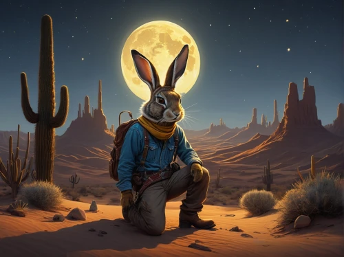 jackrabbit,lapine,desert cottontail,jack rabbit,steppe hare,lepus,desert background,bilby,altiplano,moon valley,hare trail,wildstar,desert fox,rabbitte,lagomorpha,wild hare,viscacha,viera,cartoon rabbit,american snapshot'hare,Illustration,Realistic Fantasy,Realistic Fantasy 28