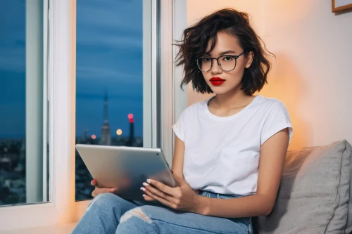 girl at the computer,reading glasses,girl studying,women in technology,programadora,blur office background,work from home,make money online,computer addiction,telepsychiatry,woman sitting,girl sitting,telecommuter,work at home,woman eating apple,woman holding a smartphone,with glasses,secretarial,payments online,sinu,Photography,Documentary Photography,Documentary Photography 35