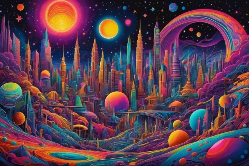 alien planet,alien world,kaleidoscape,futuristic landscape,colorful city,intergalactic,space art,fantasy city,mushroom landscape,galactic,multiverse,panspermia,psychedelia,planet alien sky,psychedelic,dmt,bisco,gas planet,planet eart,planets,Conceptual Art,Fantasy,Fantasy 08