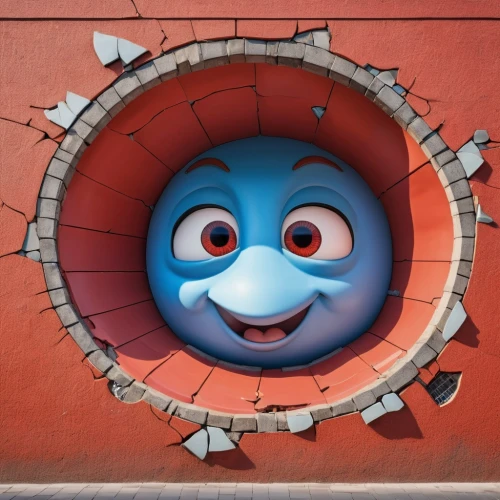 trapdoor,gumball,portholes,wheatley,streetart,roller shutter,urban street art,humpty,street art,porthole,imageworks,falla,grafite,graffiti art,hole in the wall,cute cartoon character,knothole,toontown,wall paint,innoventions,Photography,General,Realistic