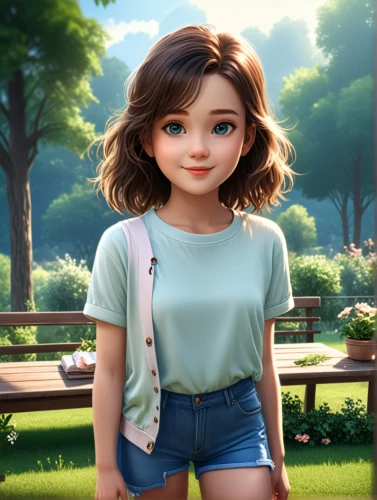 cute cartoon character,cute cartoon image,agnes,dressup,liesel,children's background,princess anna,girl sitting,adaline,floricienta,aniane,annie,girl in t-shirt,girl in overalls,portrait background,landscape background,annabeth,marnie,anabelle,suri,Photography,General,Realistic