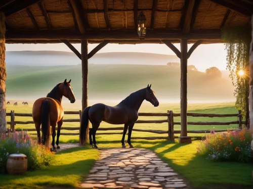 beautiful horses,horse stable,equine,horse barn,horses,pony farm,bucolic,equines,farm background,stables,shire horse,horseriding,arabian horses,equestrian,farm landscape,horse love,man and horses,stable animals,racehorses,horse breeding,Illustration,Realistic Fantasy,Realistic Fantasy 36