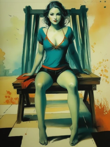 woman sitting,girl sitting,pin-up girl,viveros,saudek,promethea,margaery,radebaugh,fantasy woman,bluestocking,chairwoman,pin up girl,pin ups,geisha girl,bioshock,bodypainting,yavana,concubine,paschke,cigarette girl,Illustration,Realistic Fantasy,Realistic Fantasy 16