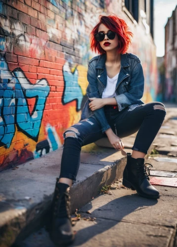 subcultures,red brick wall,grunge,punk,ripped jeans,spraggan,jeans background,milholland,frontwoman,denim background,karou,street fashion,brick wall background,alleys,alleyways,punkish,hayley,red bricks,rexha,brick background,Illustration,Paper based,Paper Based 20